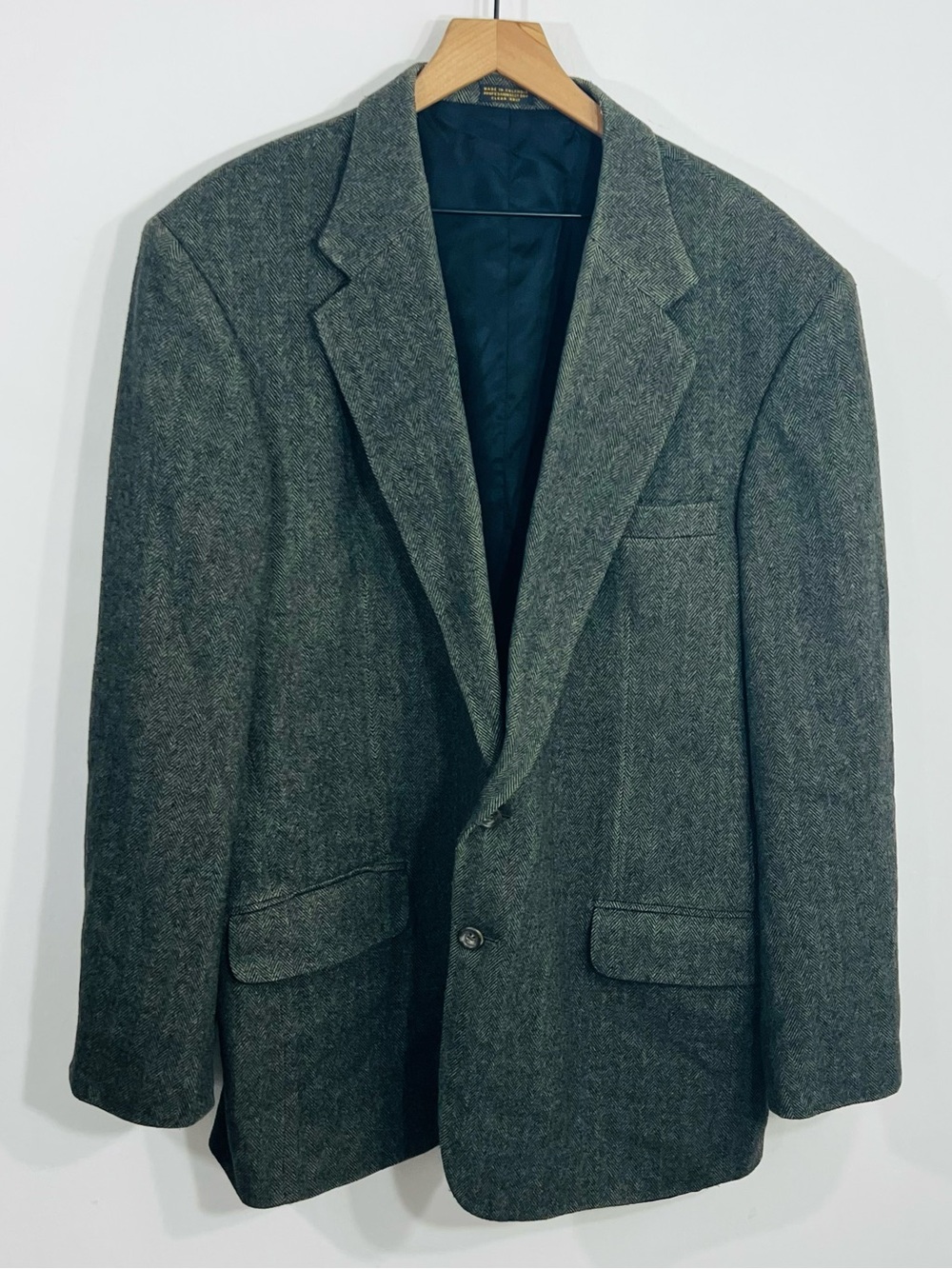 Robert Stock Wool Camel Hair 2 Button Front 46L Men's Blazer Jacket Collar